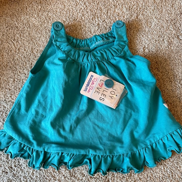 NWT! Ruffle butts baby 3-6m babydoll dress, open back with bow. Teal tank! - Picture 2 of 2